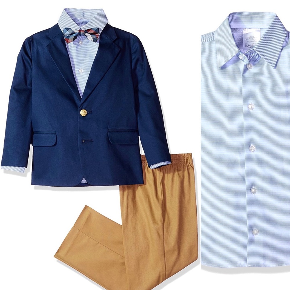 IZOD Toddler 4-Piece Suit Set with Dress Shirt, Bow Tie, Pants, and Jacket